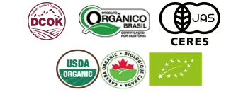 Logos DCOK, ORGANICO, JAS, USDA ORGANIC, CANADA ORGANIC.